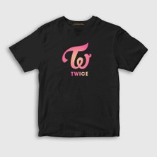 Presmono Unisex Çocuk Siyah Logo V3 K-Pop Twice T-Shirt