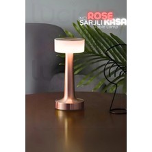 Luciole CT-8436 Denver Inci Rose Gold, Dokunmatik Dimmerli, 3 Farklı Işık Tonlu, Şarjlı LED Masa Lambası