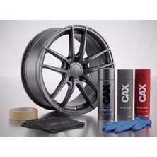 CAXCOLORS Satin Grey Jant Sprey Boya Seti - Akrilik Boya + Astar + Vernik + Zımpara Bant Eldiven Komple Tamir Kiti