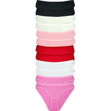 12 Adet Fitilli Pamuklu Kadın Kaşkorse Bikini Külot