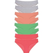 8 Adet Süper Eko Set Likralı Kadın Slip Külot Gri Pudra Yeşil Fuşya
