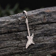 Ebrar Silver Gümüş Elektro Gitar Kolye Ucu 925 Ayar Gümüş Elektro Gitar Figürlü Unisex Kolye Ucu Müzik