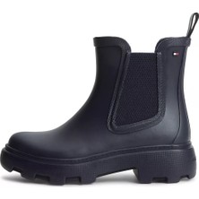 Tommy Hilfiger Kadın Yüksek Taban Elastik Bilek Tasarımlı Yüksek Taban Lacivert Bot & Bootie FW0FW09387-DW6