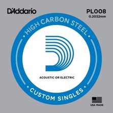 D'addario PL008 Çelik Tek Tel Plain Steel 08 Elektro ve Akustik