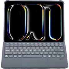 ALK Apple T5510D iPad Pro 13 (2024) Kılıf Palermo Ledli Klavyeli Standlı Tablet Kılıfı - Siyah