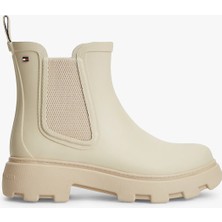 Tommy Hilfiger Kadın Yüksek Taban Elastik Bilek Tasarımlı Yüksek Taban Bej Bot & Bootie FW0FW09387-ACI