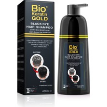 Bio Keratin Gold Siyahlaştırıcı Black Hair Şampuan 400 ml Doğal Siyah Görünüm Sağlayan