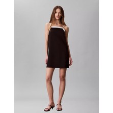 Calvin Klein Kadın Normal Kalıp Askılı Mini Siyah Elbise LV047G233G-UB1