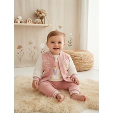 Mini Pakel Love Nakışlı 3'lü Kız Bebek Takım 6-9 Ay 9-12 Ay 12-18 Ay Ay Kız Bebek Takım Çiçek Baskılı Yenidoğan Bebek Takım
