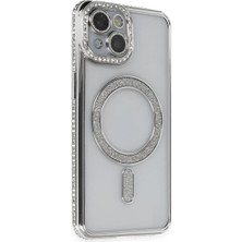 ALK Apple iPhone 13 Kılıf Joke Simli Magneticsafe Kılıf - Gümüş