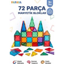 Papaya 72 Parça Manyetik Yapı Blokları - Manyetik Blok Oyuncak Mıknatıslı Stem Eğitici Set