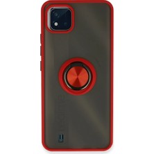 ALK Realme C11 2021 Kılıf Montreal Yüzüklü Silikon Kapak - Kırmızı