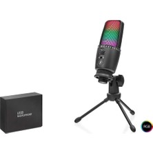 Hadron ME31 Gaming Rgb Tripod Mikrofon Dokunmatik Mute Gain Kontrollü Type-C Siyah