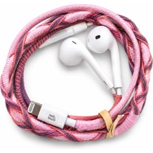 Boğazören Renkli Örgülü Kulaklık Iphone Pembe Bordo Çok Renkli Kablolu Ip Örgülü Kulaklık Iplikli Iphone 11-12-13-14-Pro ve Max -Base Uyumlu Çok Renkli  Mikrofonlu,ses Kontrollü(Ios Uyumlu)