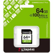 Kingston SDS3-64GB 64GB Sdxc Canvas Select Plus Gen3 100MB-S C10 Uhs-I U1 V10 Hafıza Kartı