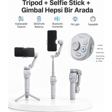 Ceylan Adam Mey Ithalat® 3 Eksen Telefon Gimbal Stabilizer Yapay Zeka Takipli Katlanabilir Dahili Dolgu Işıklı Video Sabitleyici