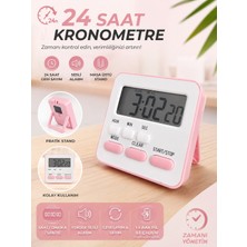 Gaman 24 Saat Zaman Alarm Ayarlayıcı Pembe Mıknatıslı Kronometre Ileri Geri Sayımlı