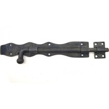 Antika Tarz Dekoratif Pirinç Dövme Kapı Sürgüsü - 25CM, Oksit