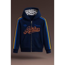 Noble Kids Erkek Çocuk Fermuarlı Kapüşonlu Sweatshirt Lacivert