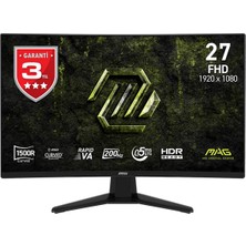 MSI Msı 27" Rapıd Va Mag 274CF E20 0.5ms 200HZ Hdmı-Dp Kavisli Gaming Monitör 1920X1080