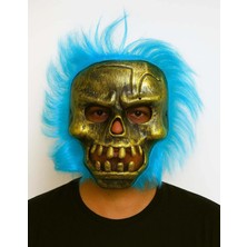 Wild Skull - Bakır Kafatası Turkuaz Saçlı Iskelet Maske