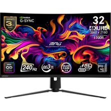 MSI Msı 31.5" Mpg 321CURX Qd-Oled 0.03MS 240Hz Hdmı-Dp Typec Kavisli Gaming Monitör 3840X2160