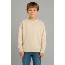 Noble Kids Erkek Çocuk Şardonlu Oversize Basic Sweatshirt Krem