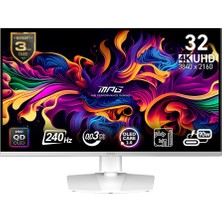 MSI Msı 31.5" Mpg 321URXW Qd-Oled 0.03MS 240HZ Hdmı-Dp Typec Gaming Monitör Beyaz 3840X2160