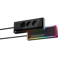 S-Link PRZ05 3 Soketli 2 USB 2 Type-C PD20 2m 306 Joule Tam Bakır Gaming Siyah Akım Korumalı Priz