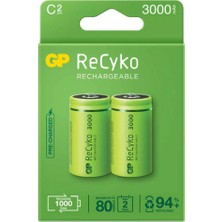 Gp Recyko 3000MAH C Orta Boy Şarj Edilebilir Pil 2'li Paket