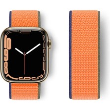 ALK Apple Watch 42MM Hasırlı Cırtcırtlı Kordon - Turuncu