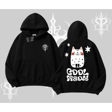 Tarzsokak Cool Meow Yazılı Sevimli Kedi Arka Baskılı Kapşonlu Sweatshirt