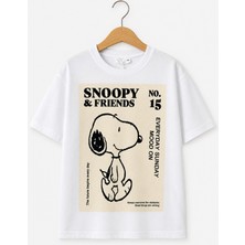 Noble Kids Çocuk Snoopy Baskılı Tişört Beyaz