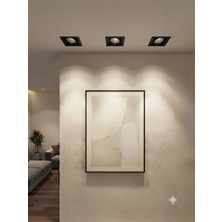 Hero Led Marbella Dekoratif Kasa Tekli Kare Siyah Göbek Beyaz Işık