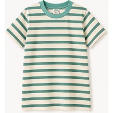 Noble Kids Erkek Çocuk Çizgili Basic Tişört Yeşil