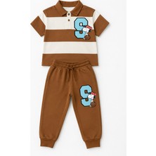 Noble Kids Erkek Çocuk Snoopy Baskılı Çizgili Polo Yaka Takım