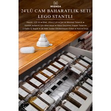 Mienda Home 24'lü Cam Kapaklı Baharatlık Seti Lego Standlı Ergonomik Kullanım ve Kolay Temizlenebilir MH03SLVR24F
