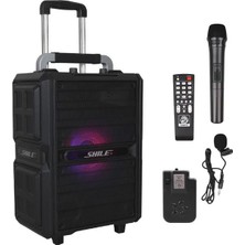 ALK Shile SL-2017 50 Watt Taşınabilir Seyyar Aktif Amfi Hoparlör Kablosuz El + Yaka Mikrofonlu Usb+Sd+Bt Kumandalı