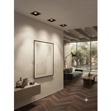 Hero Led Marbella Dekoratif Kasa Tekli Kare Siyah Günışığı