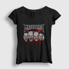 Presmono Kadın Siyah Band V2 Metallica T-Shirt