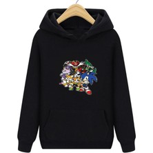 Tarzsokak Sonic Siyah Unisex Kapşonlu Sweatshirt Sonıc Karakterler 00424