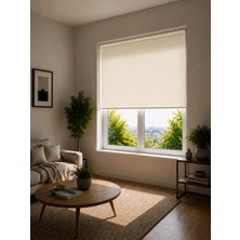 Auralight Blackout Mat Stor Perde, Işık Geçirmez Karartma Stor Perde, BL-1002 Ekru Renk