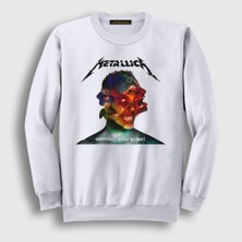 Presmono Unisex Beyaz Hardwired Metallica Sweatshirt