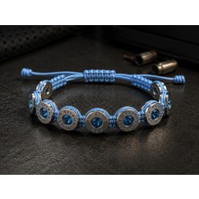 Selenofil Tactical Jewellery .45 Acp & 9 mm Zirkon Taşlı Gerçek Kovan Bileklik (Açık Mavi)