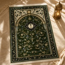 Belirtilmemiş iyico Yeşil Sarmaşık Mihrab Seccade | Dijital Baskılı Klasik Namaz Halısı