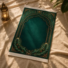 Belirtilmemiş Tavus Mihrab Yeşil Seccade | Lüks Kadife Namaz Halısı
