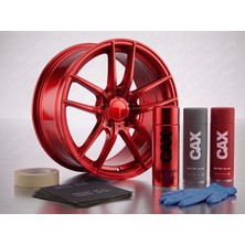 CAXCOLORS Candy Red Jant Sprey Boya Seti - Akrilik Boya + Astar + Vernik + Zımpara Bant Eldiven Komple Tamir Kiti