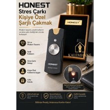 Honest Stres Çarklı Kişiye Özel Şarjlı Çakmak – Elektrikli Rezistanslı, USB Şarjlı, Lüks Kutulu