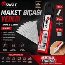Swar 18X0.5MM Maket Bıçağı Yedeği 0.5mm 10'lu Paket