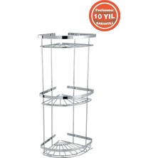 Çelik Banyo Paslanmaz Çelik Zirve 3'lü 19X19 cm Şampuanlık Banyo Rafı